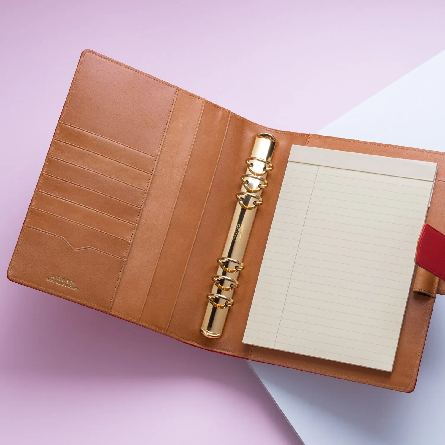 A5 Leather Organiser ANTORINI, Red & Cognac, 2025
