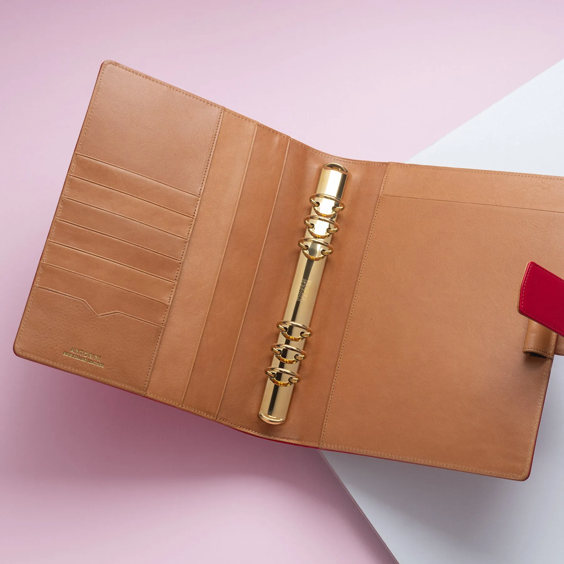 A5 Leather Organiser ANTORINI, Red & Cognac, 2025