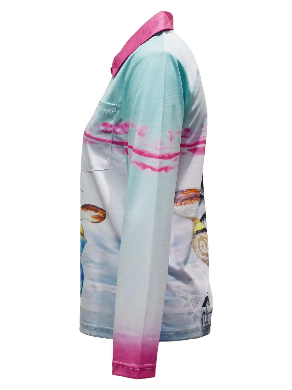 Adult Long Sleeve Sun Safe Fishing Shirt - Pink Jetty