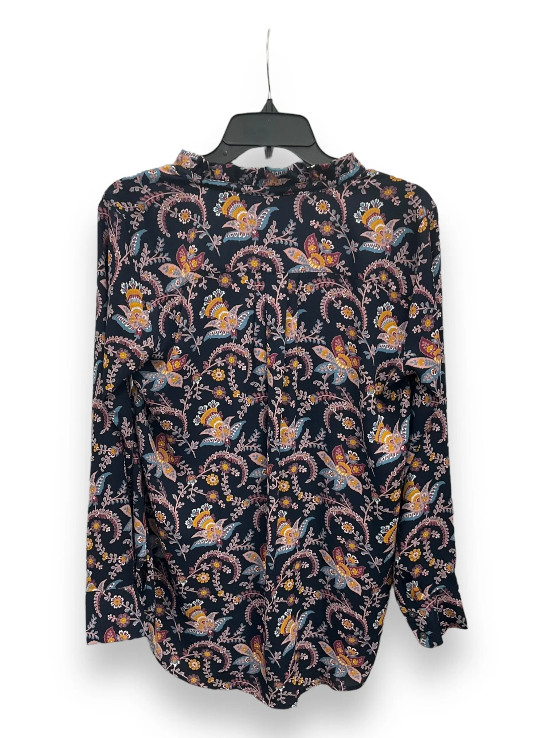 Blouse Long Sleeve By Loft In Multi-colored, Size: S