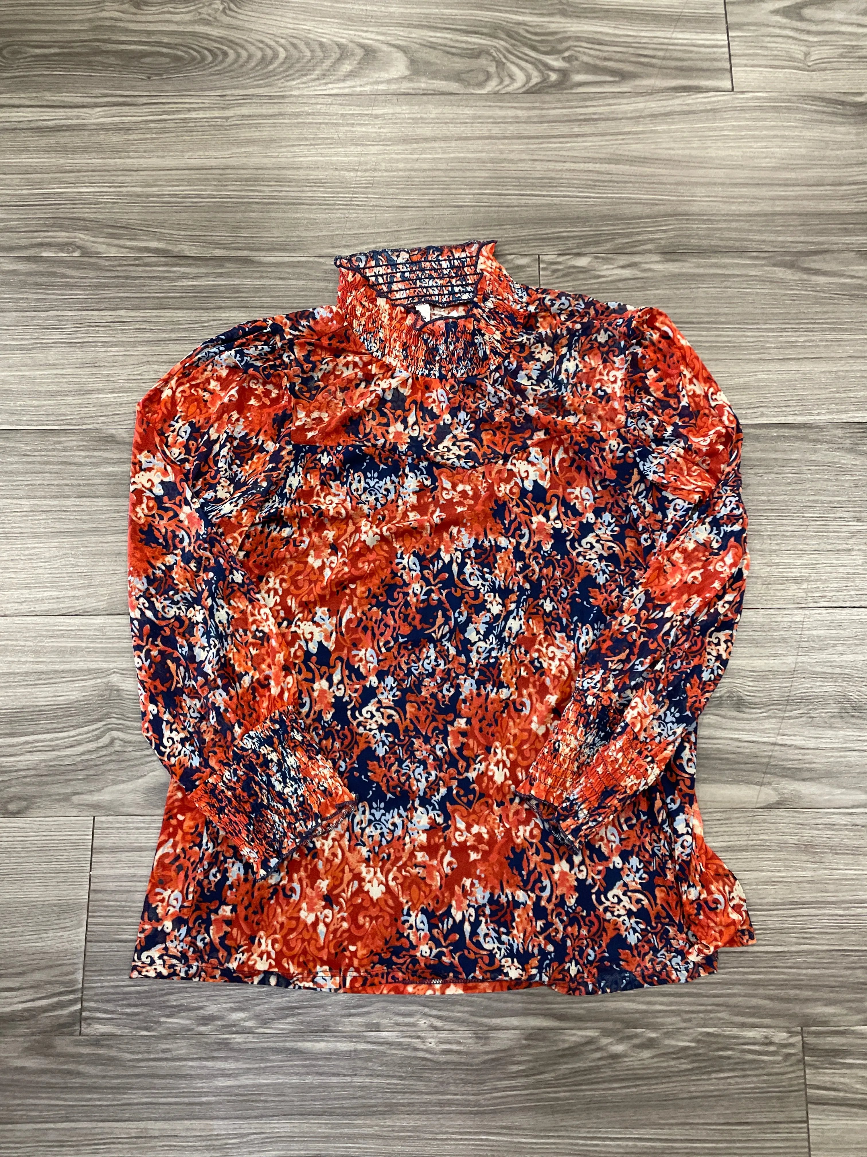 Blouse Long Sleeve By Ny Collection In Multi-colored, Size: L