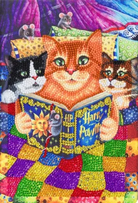 CANJ-2 "Kitten Bedtime Stories" Crystal Art Notebook Kit, 26 x 18cm
