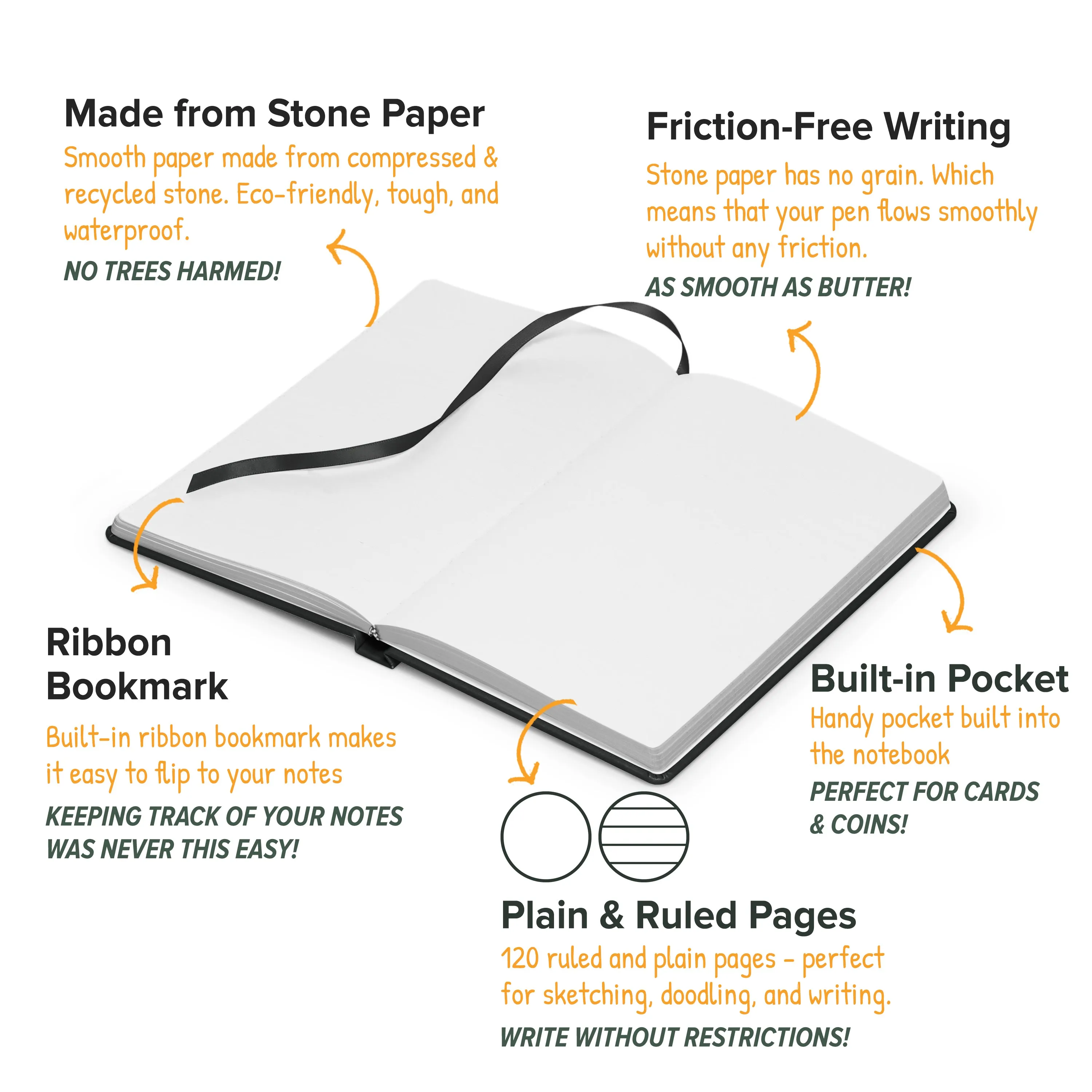 Classic Black Reusable Smart Notebook : Sustainable Note-Taking Solution