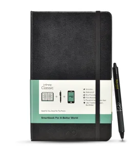 Classic Black Reusable Smart Notebook : Sustainable Note-Taking Solution