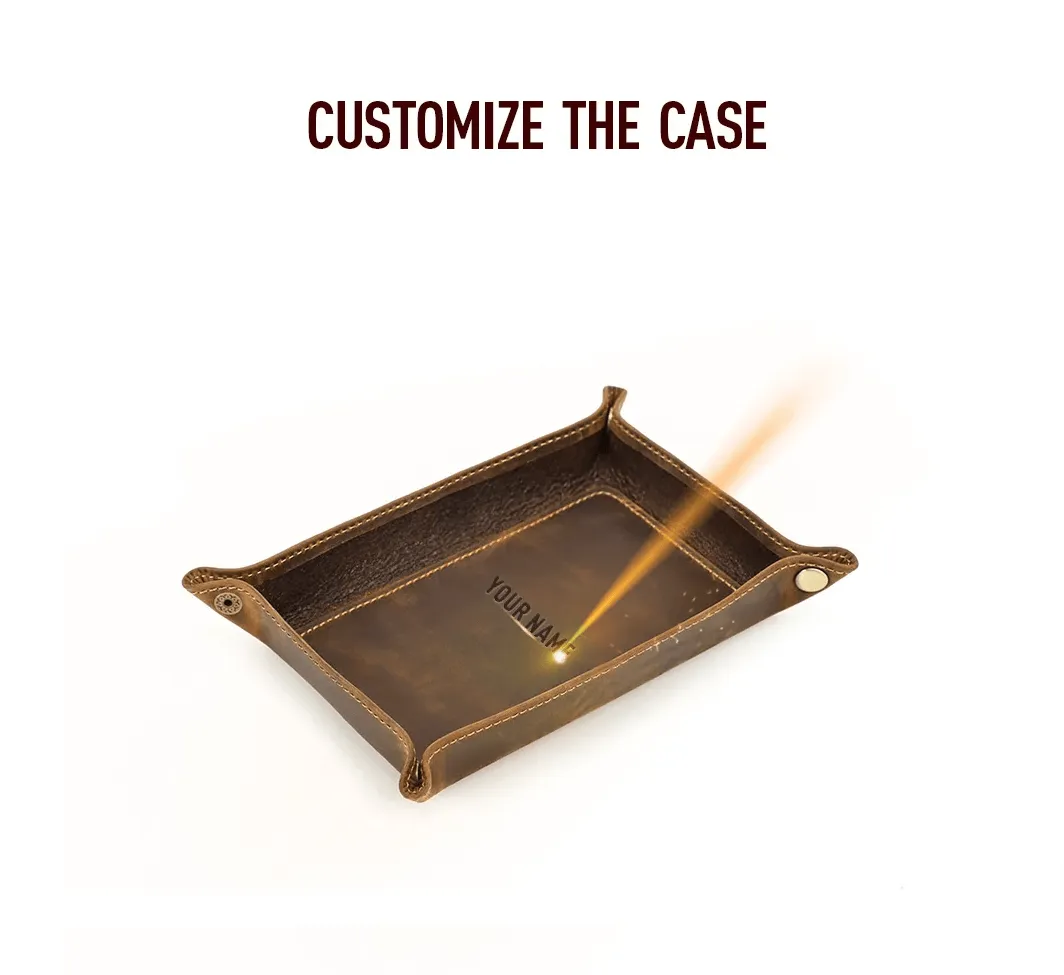 Elegant Leather Desktop Organizer Tray - Stylish Storage Solution