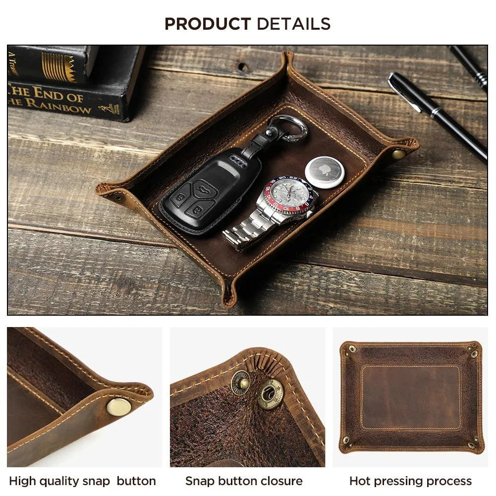 Elegant Leather Desktop Organizer Tray - Stylish Storage Solution