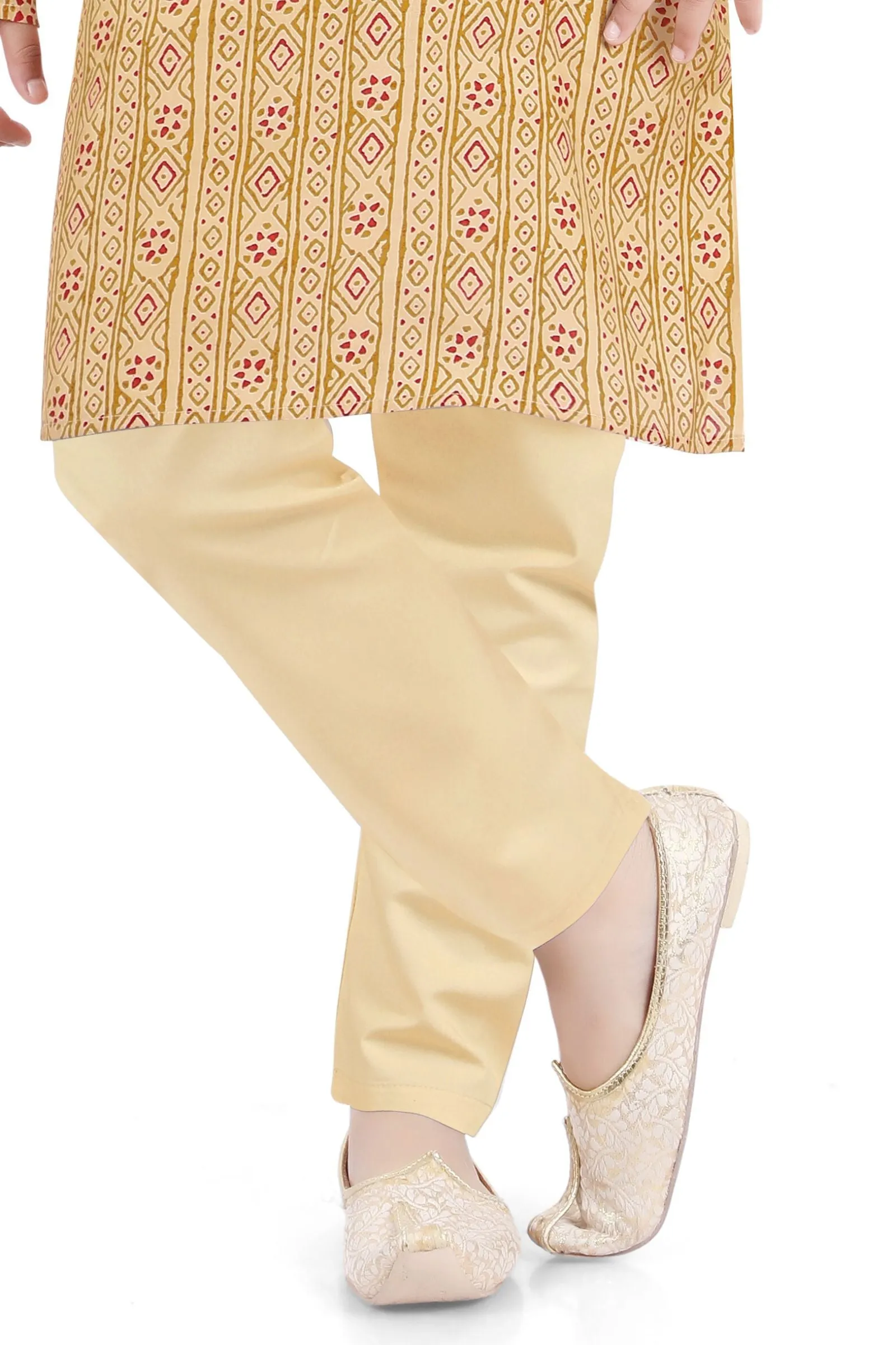 Fawn with Digital Print Kurta Set for Boys