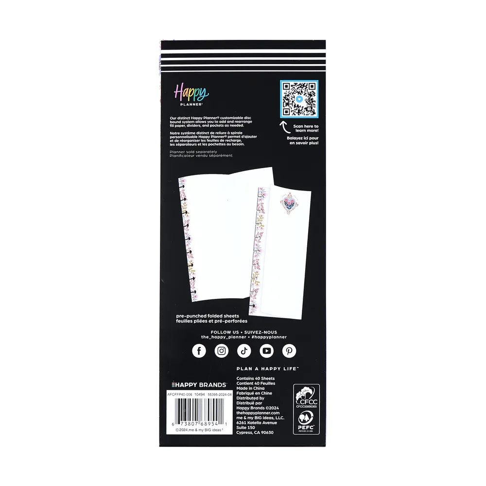Folk & Flora - Dotted Lined   Dashboard Classic Folded Filler Paper - 40 Sheets