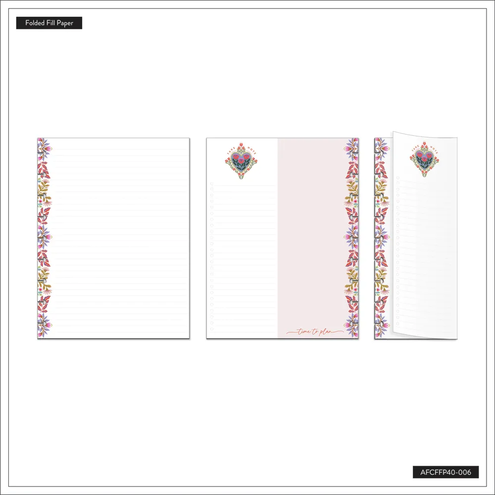 Folk & Flora - Dotted Lined   Dashboard Classic Folded Filler Paper - 40 Sheets