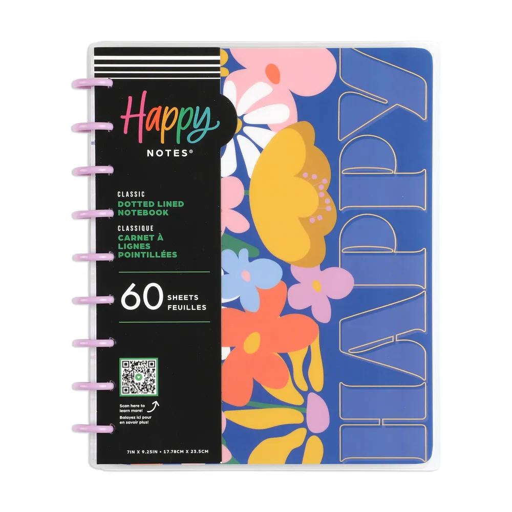 Fun Fleurs - Dotted Lined Classic Notebook - 60 Sheets