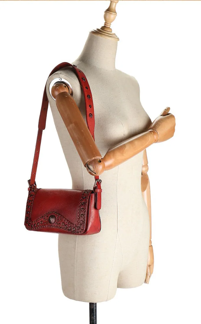 Genuine Leather Over The Shoulder Bag Western Crossbody Purse