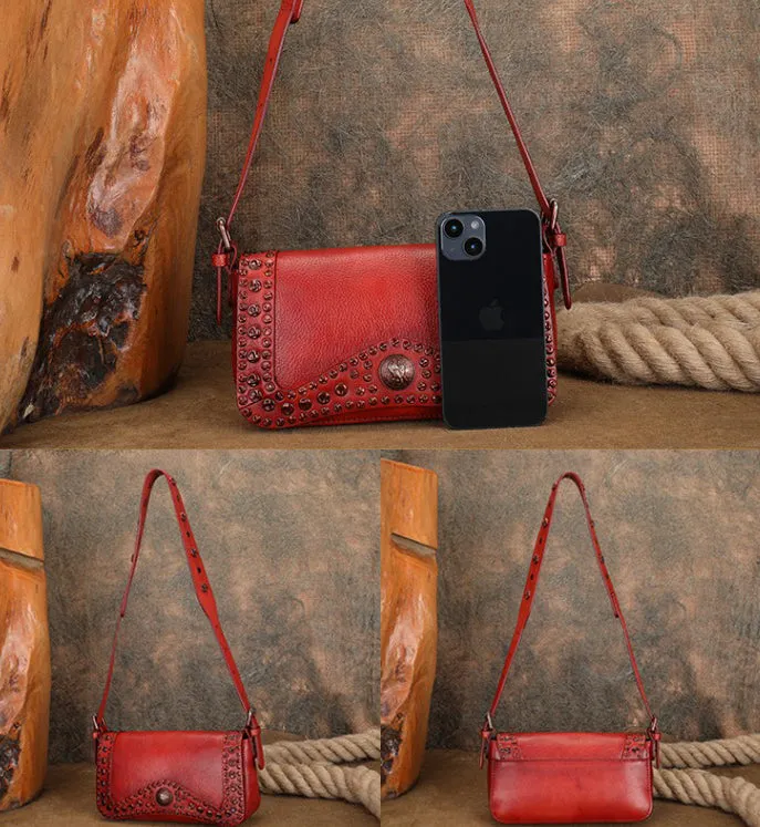 Genuine Leather Over The Shoulder Bag Western Crossbody Purse