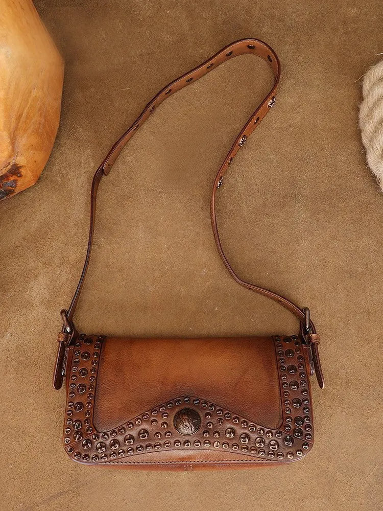 Genuine Leather Over The Shoulder Bag Western Crossbody Purse