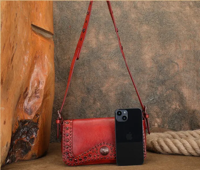 Genuine Leather Over The Shoulder Bag Western Crossbody Purse