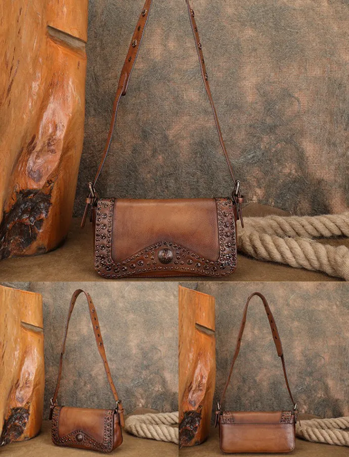Genuine Leather Over The Shoulder Bag Western Crossbody Purse