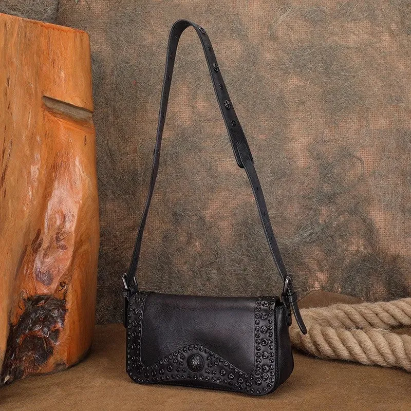 Genuine Leather Over The Shoulder Bag Western Crossbody Purse