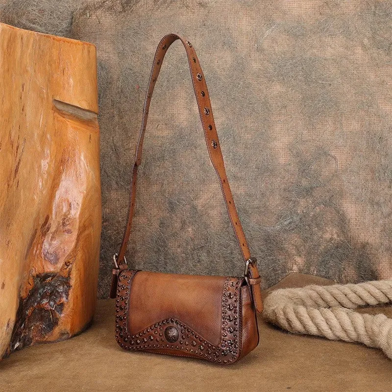Genuine Leather Over The Shoulder Bag Western Crossbody Purse