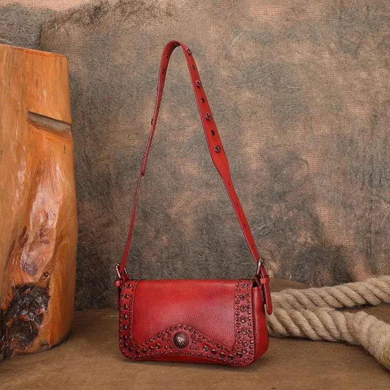 Genuine Leather Over The Shoulder Bag Western Crossbody Purse