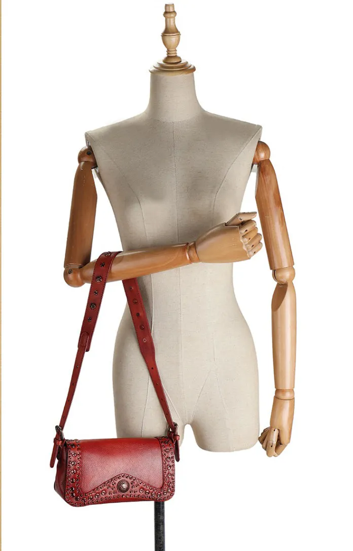 Genuine Leather Over The Shoulder Bag Western Crossbody Purse