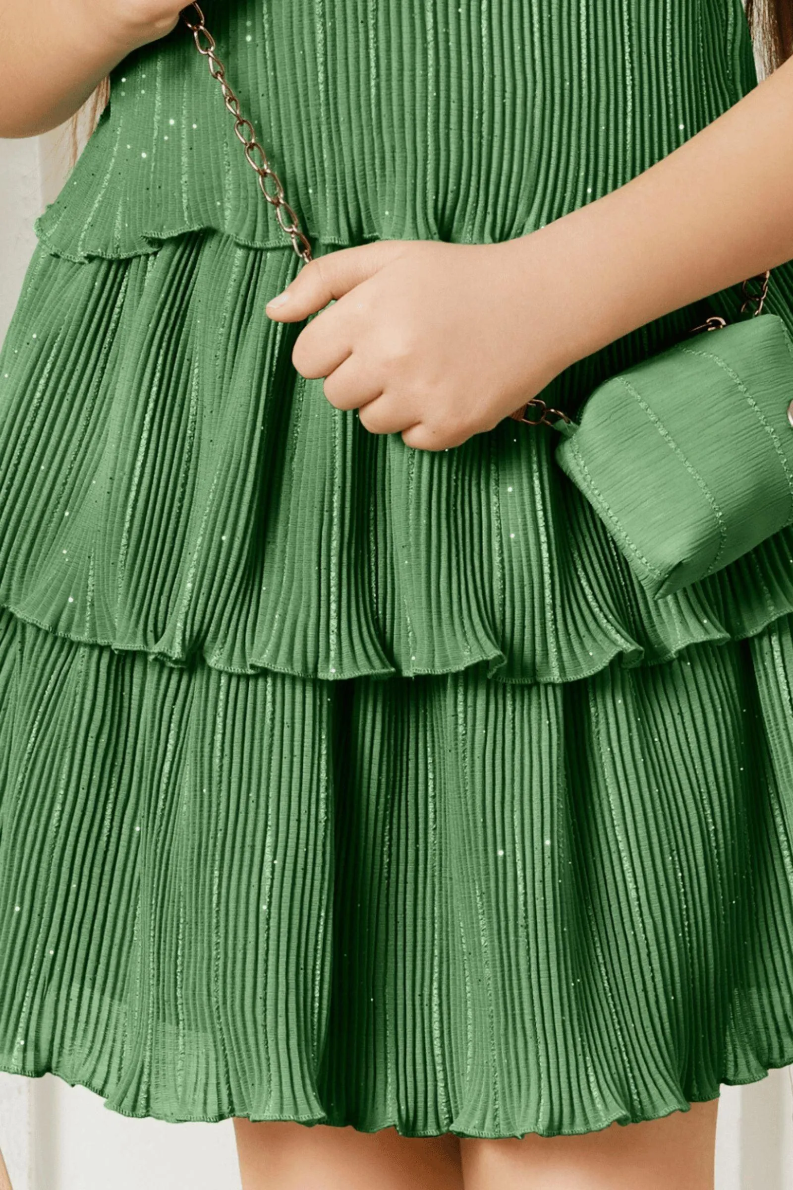 Green Top and Divider Skirt for Girls with Matching Purse