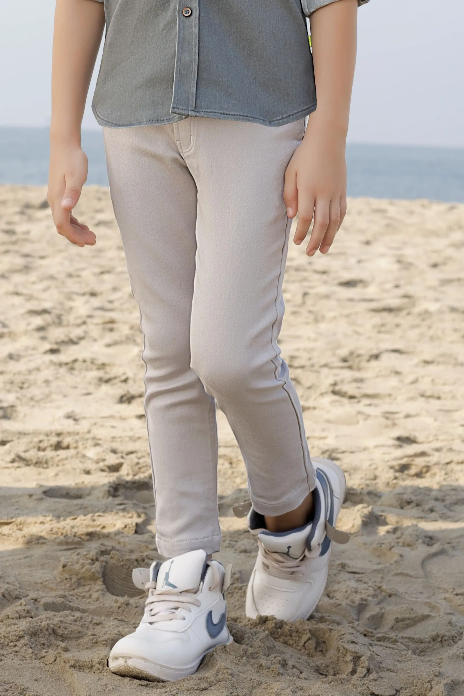 Grey Casual wear Printed Shirt and Pant Set for Boys