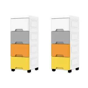 Kuber Industries (Set of 2) 4-Layer Multi Storage Drawer Organizer - Cabinet & Chest Of Drawers For Storage - Thin Plastic Rack -Multicolor