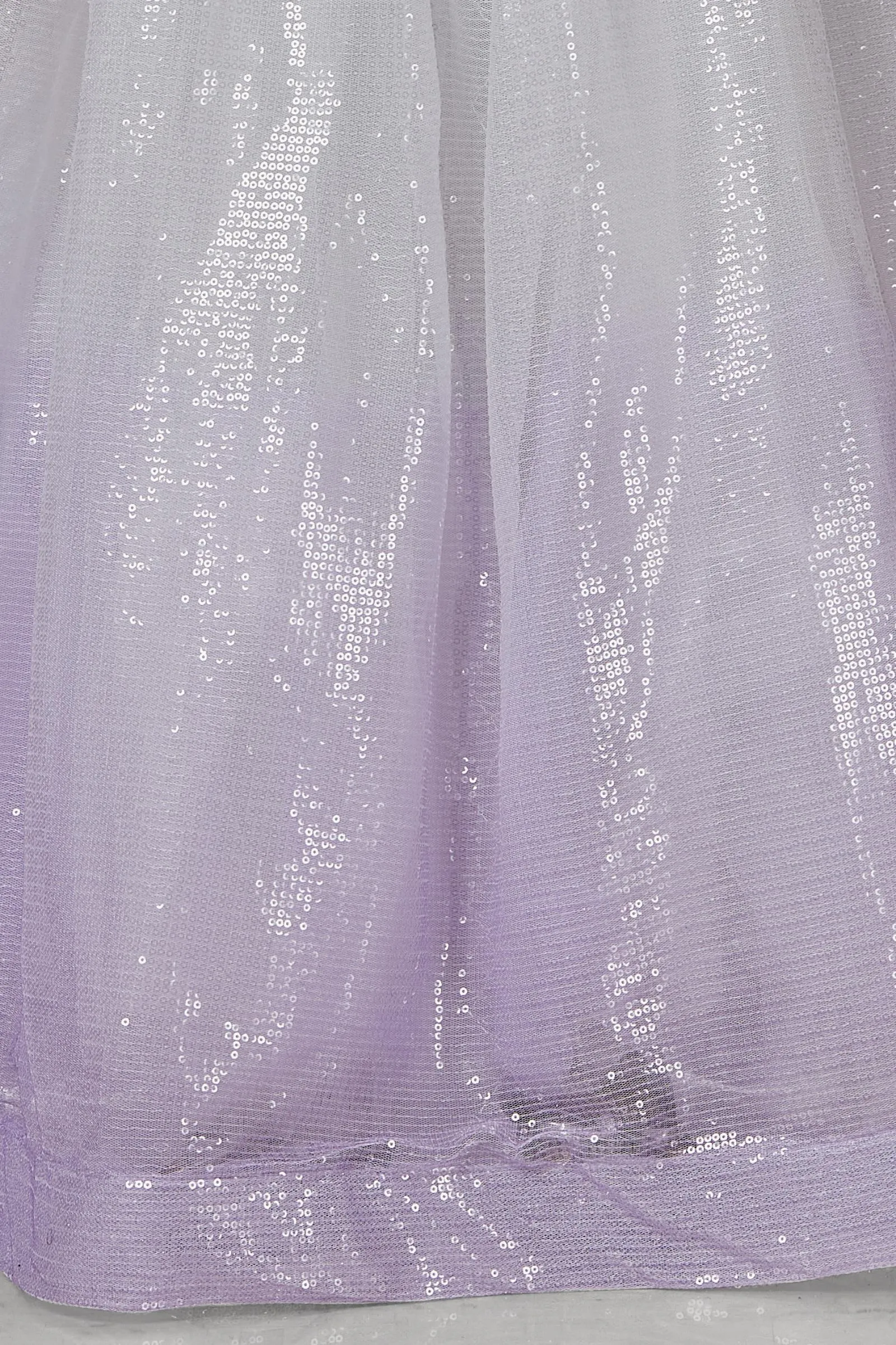 Lavender with Cream Shaded Sequins work Long Party Gown for Girls