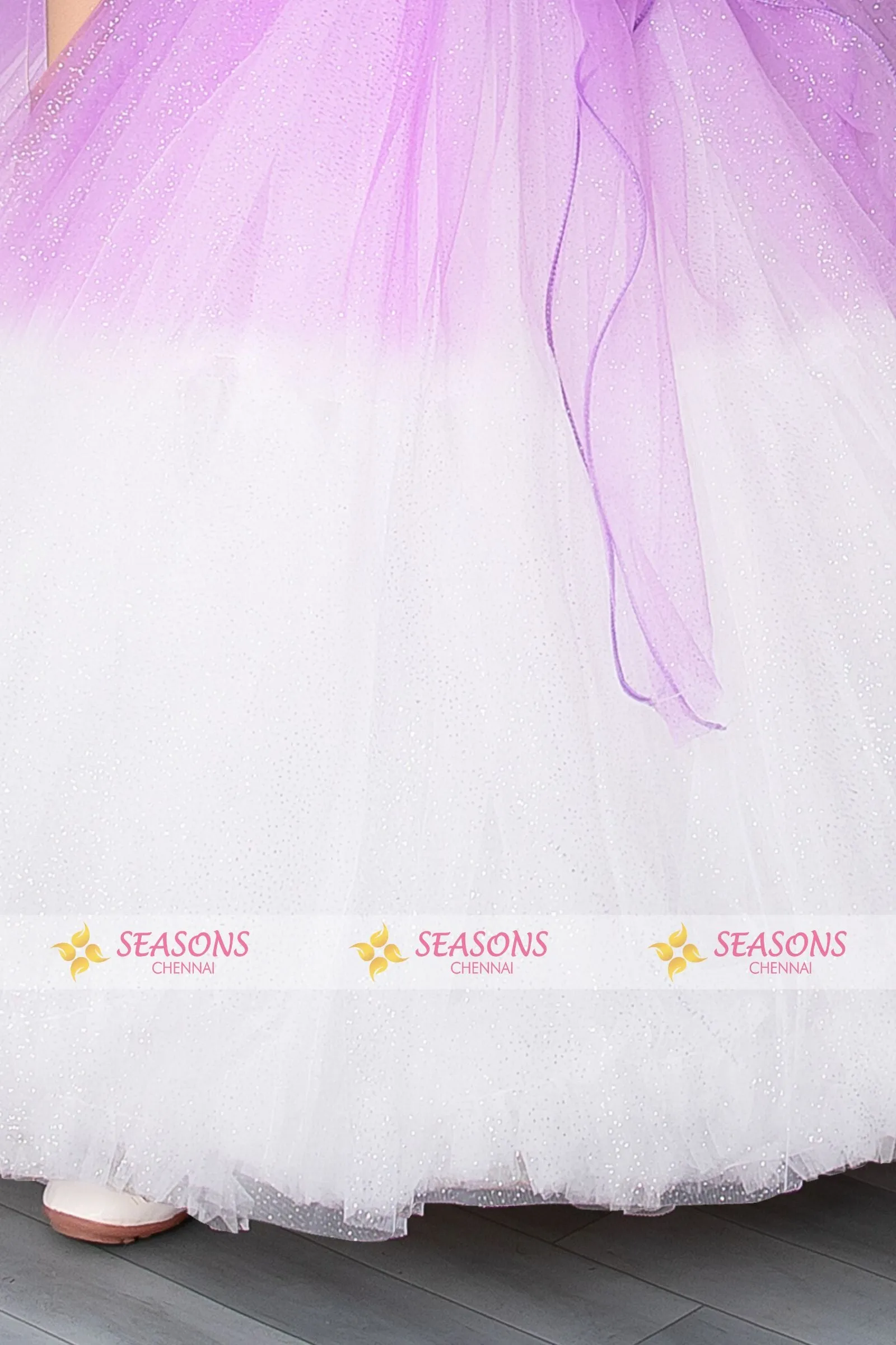 Lavender with White Sequins work Long Party Gown for Girls
