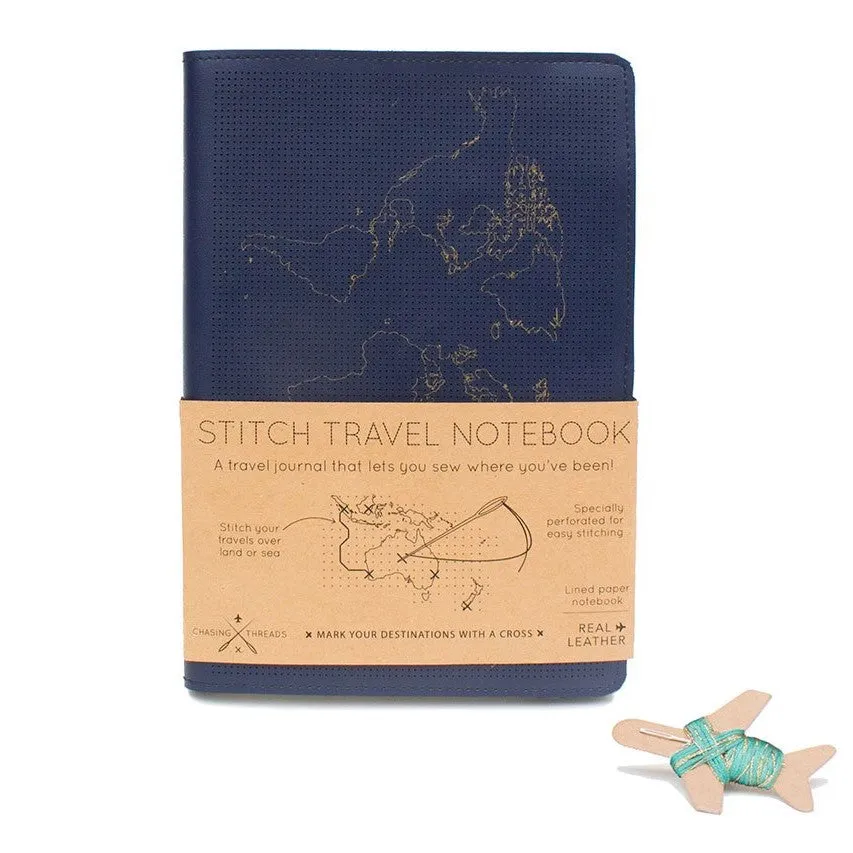 Leather stitch travel customisable notebook