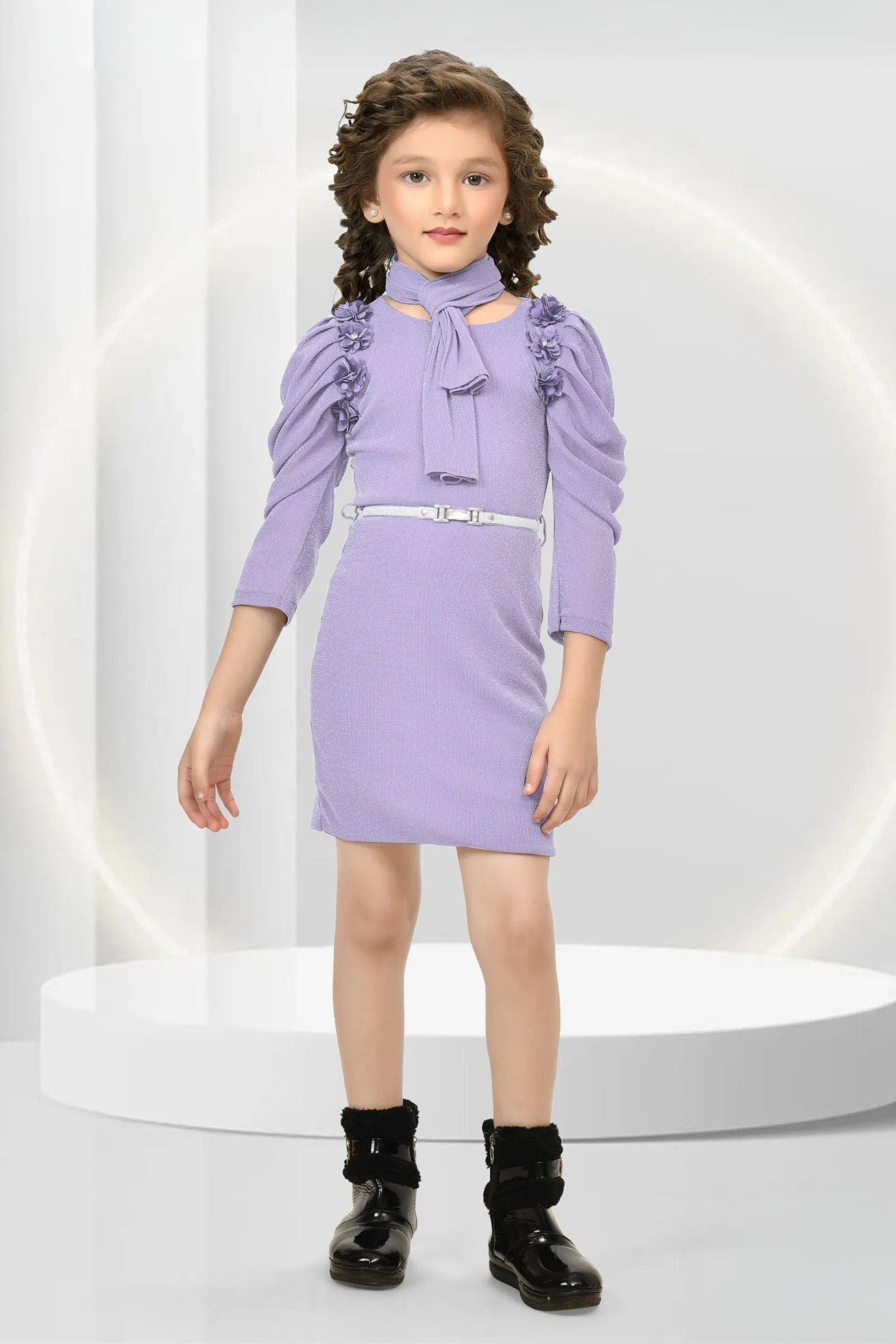 Lilac Western Style Short Frock for Girls