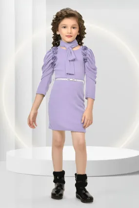 Lilac Western Style Short Frock for Girls