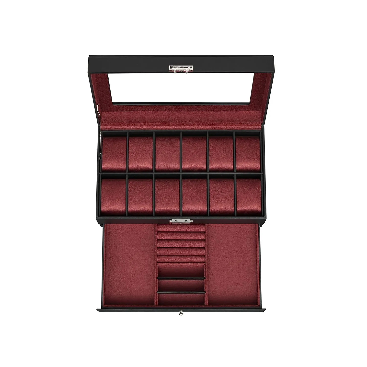 Lockable Watch Box With Glass Lid