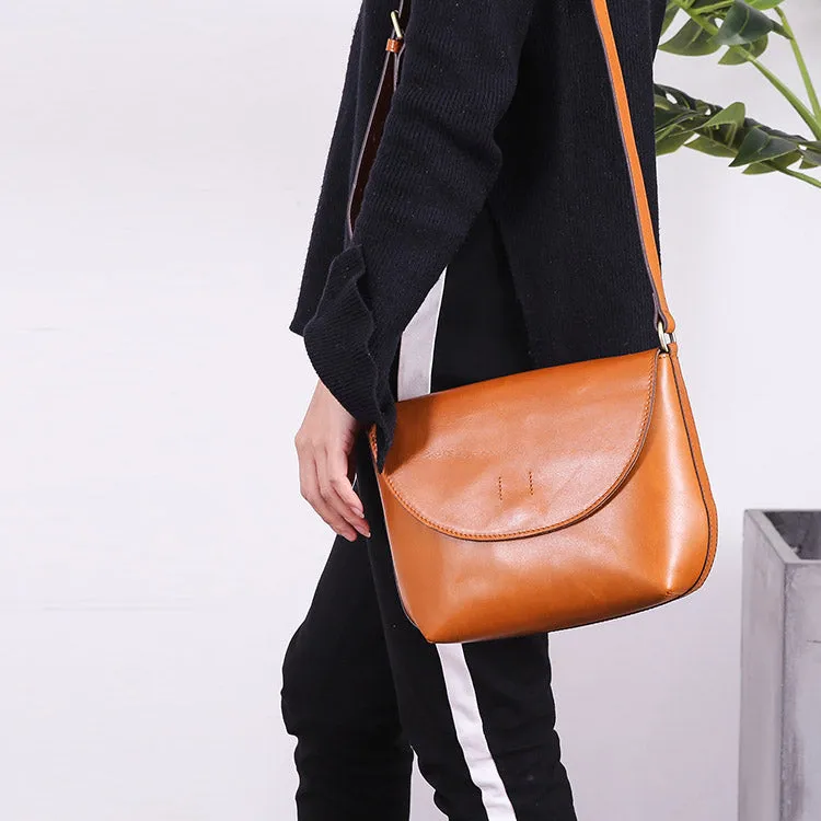 Minimalist Women Brown Leather Satchel Bag Crossbody Bags Purses for Women