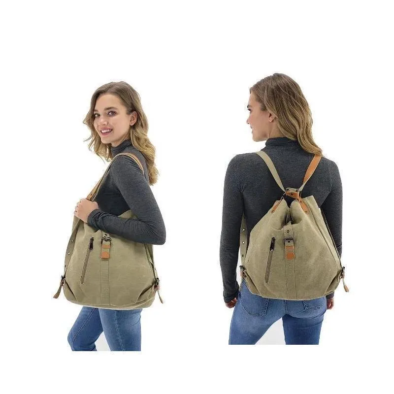 Multifunction Canvas Student Backpack