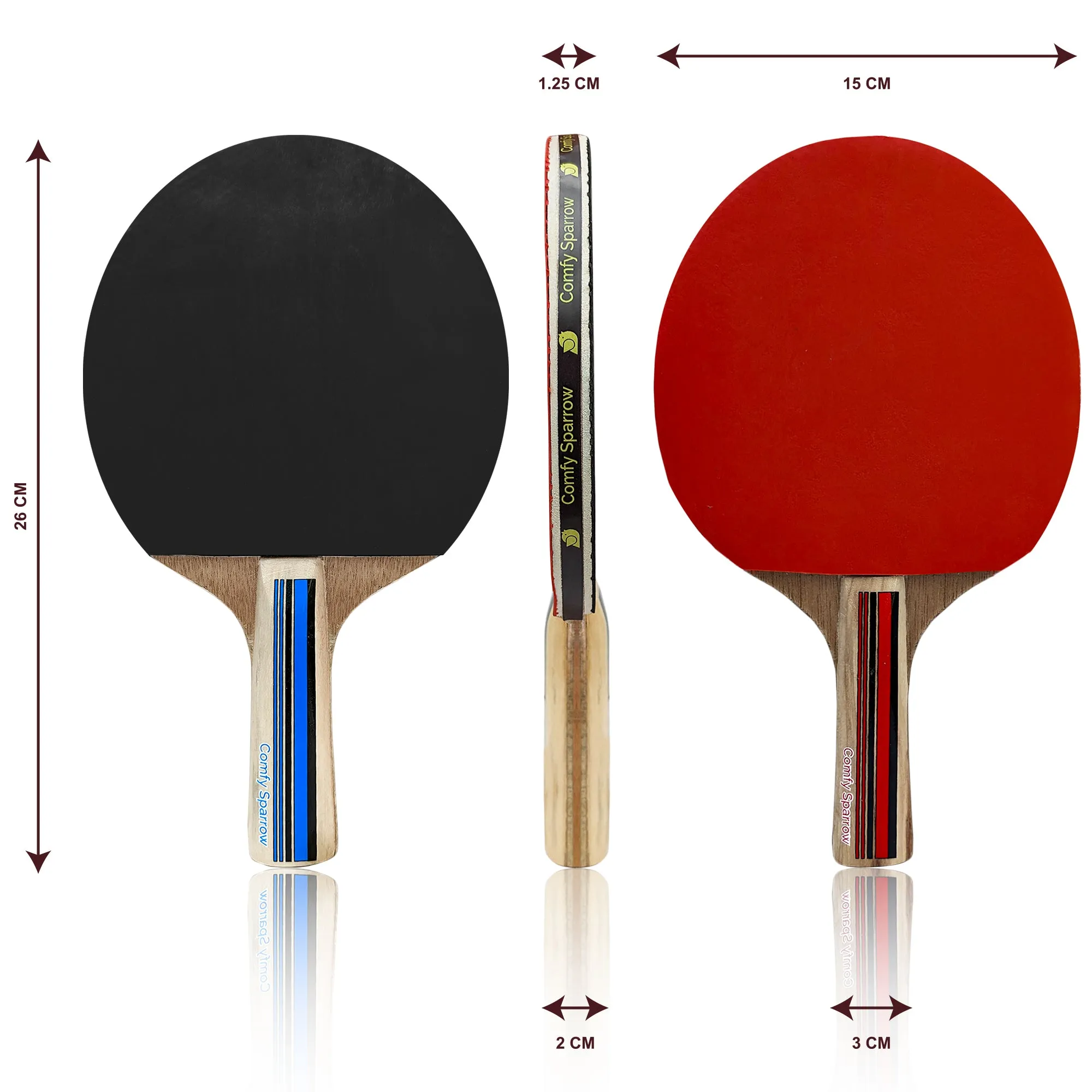 Premium Wooden Table Tennis Kit with 2 Rackets, 3 Balls and a Zip Cover