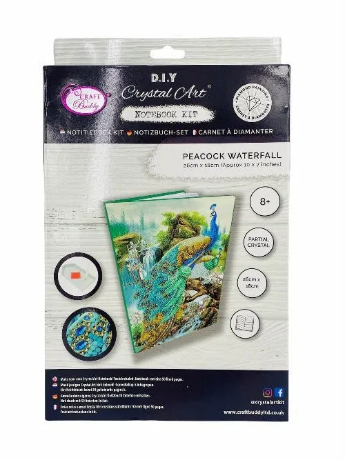 "Peacock Waterfall" Crystal Art Notebook