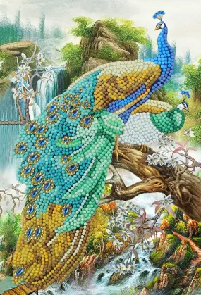 "Peacock Waterfall" Crystal Art Notebook