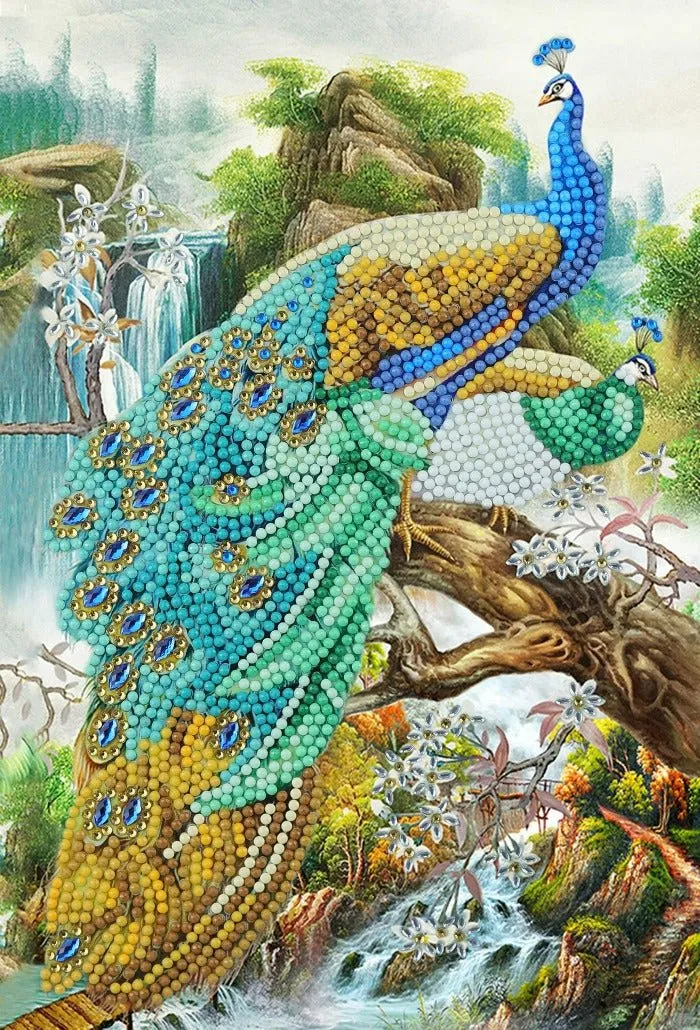 "Peacock Waterfall" Crystal Art Notebook