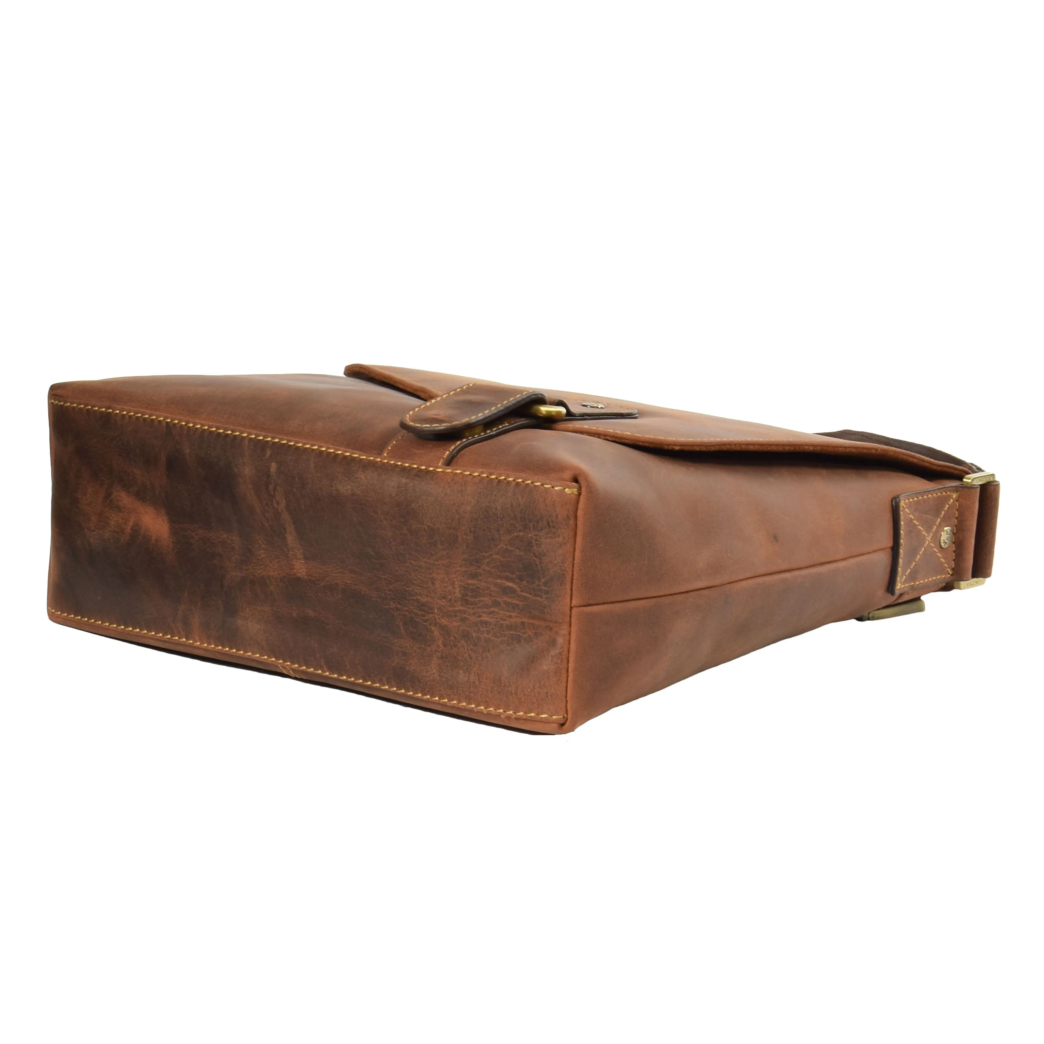 Real Leather Shoulder Messenger Vintage Organiser Flight Bag A761 Tan