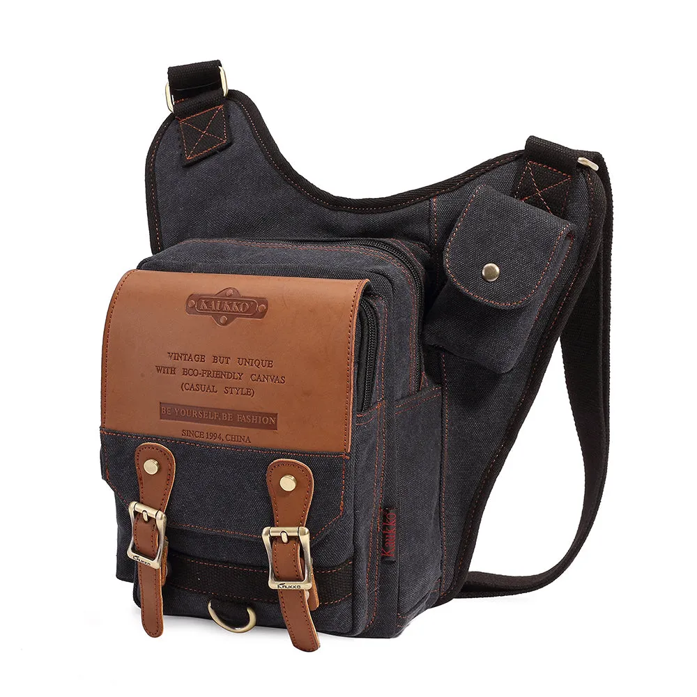 Retro Casual Shoulder Bag Sports Canvas Laptop Crossbody Bag ( black )