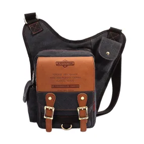 Retro Casual Shoulder Bag Sports Canvas Laptop Crossbody Bag ( black )