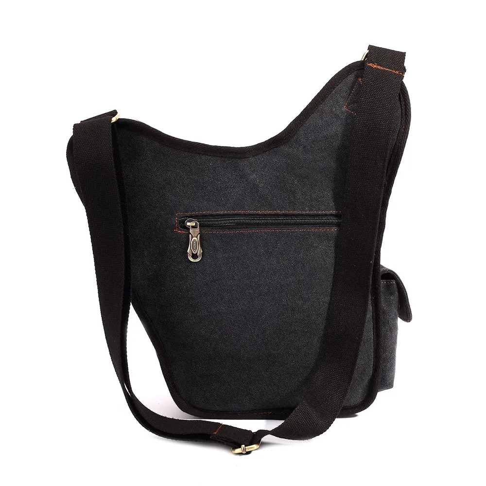 Retro Casual Shoulder Bag Sports Canvas Laptop Crossbody Bag ( black )