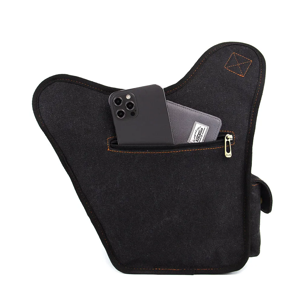 Retro Casual Shoulder Bag Sports Canvas Laptop Crossbody Bag ( black )