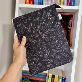 Rose Gold Floral Line Art -  Zippered Book Sleeve