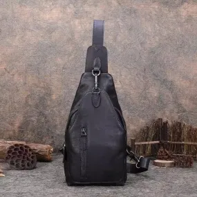 Small Women's Leather Crossbody Sling Bag Chest Bag For Women