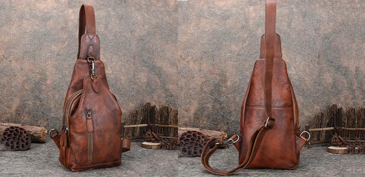 Small Women's Leather Crossbody Sling Bag Chest Bag For Women
