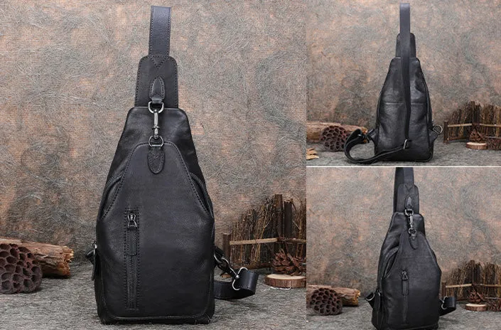 Small Women's Leather Crossbody Sling Bag Chest Bag For Women