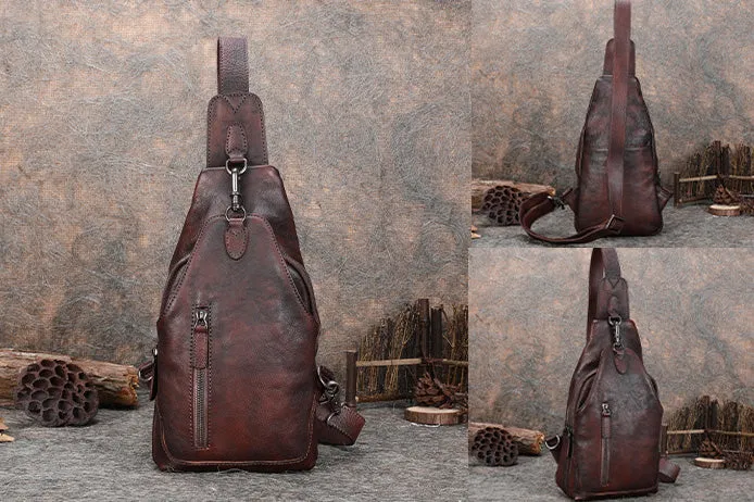 Small Women's Leather Crossbody Sling Bag Chest Bag For Women