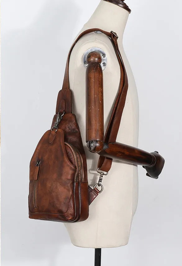 Small Women's Leather Crossbody Sling Bag Chest Bag For Women
