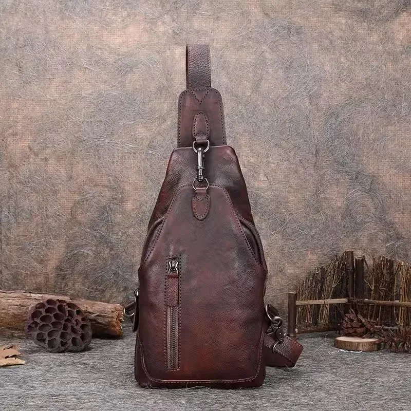 Small Women's Leather Crossbody Sling Bag Chest Bag For Women